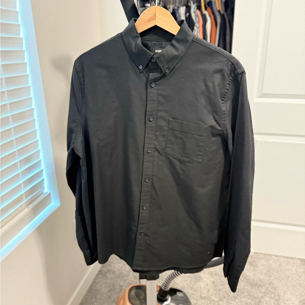 Express Men's Charcoal Button-Down Shirt